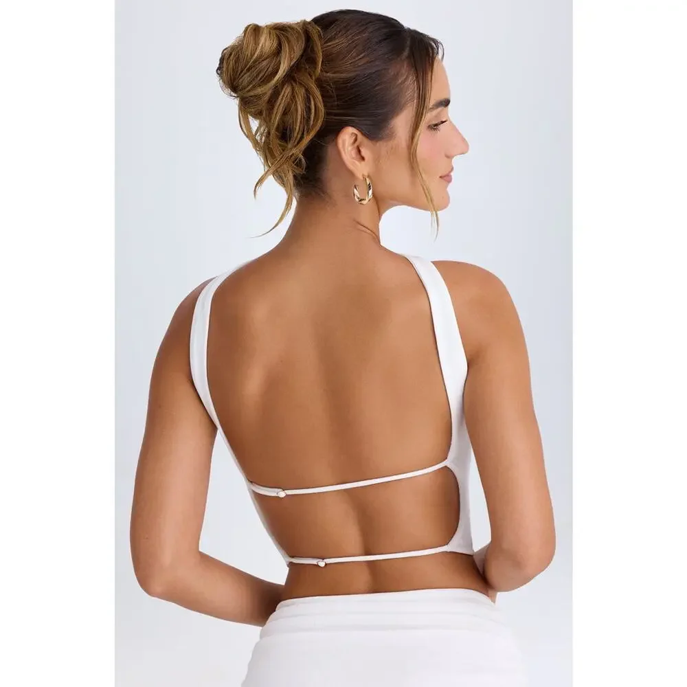 Oh Polly Choker-Detail Bandeau Top - XS - White - Picture 5 of 6